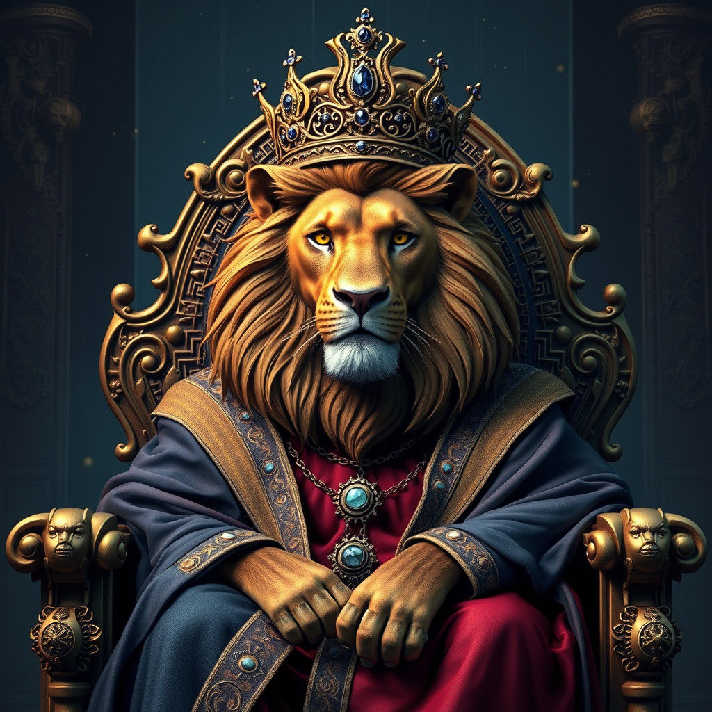 Lion King on Throne: Fantasy Concept Art