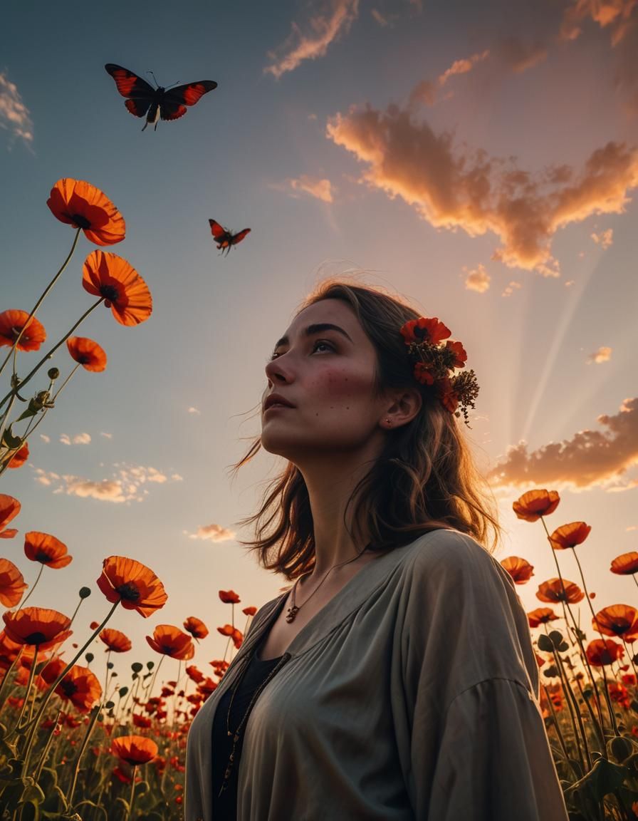 Cinematic film still, full body shot of an enticing beautiful woman stands alluringly with nothing on except 45-degree a...