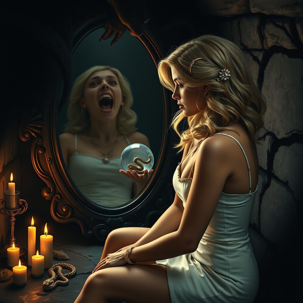 Ethereal Blonde in Ancient Mysticism Attire