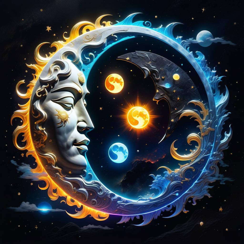 Yin Yang Celestial Bodies in Fantasy Concept Art