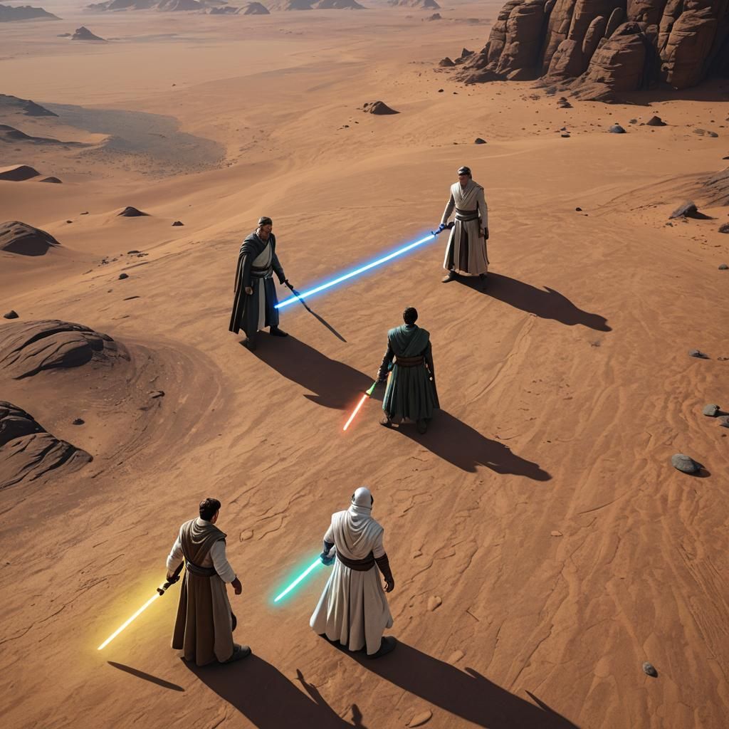 Heroic Jedi Trio on Desert Planet