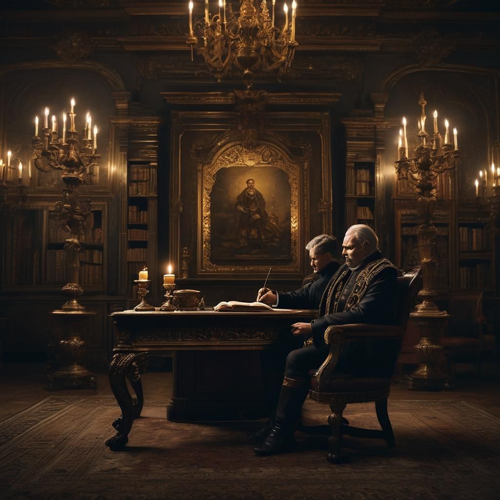 Venetian Office Scene with Candlelight, Inspired by Classic ...