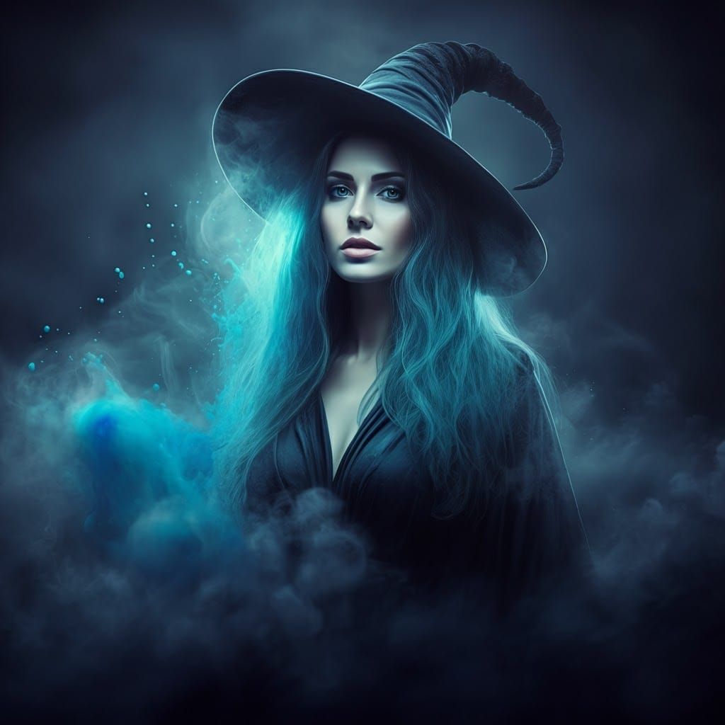 Ethereal Mist Witch in a Dark Atmosphere