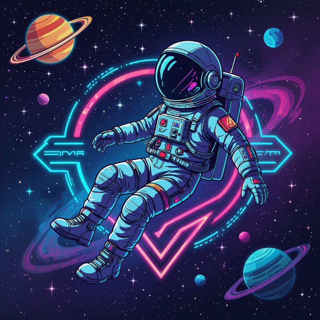 Futuristic Space Logo Design with Neon Accents
