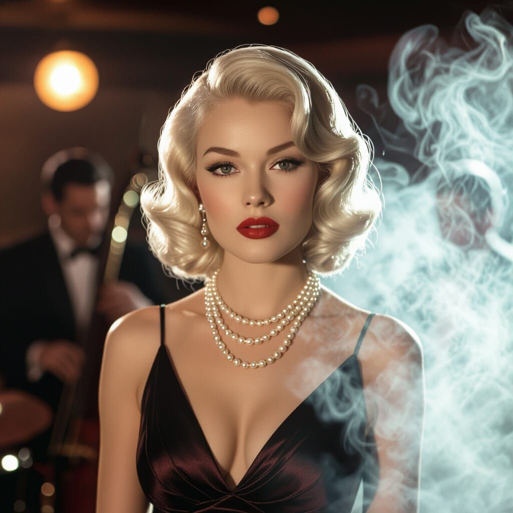 Noir Portrait of a Woman in Jazz Club