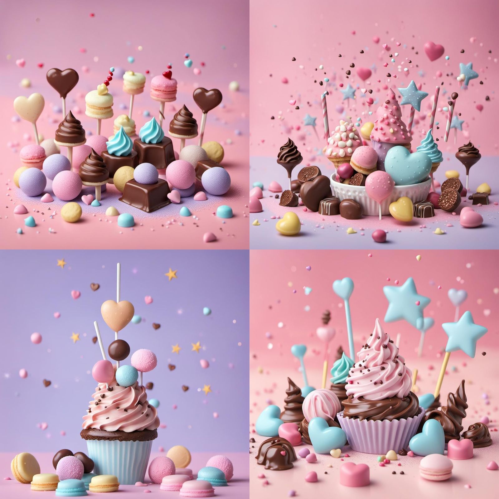 Delicious Rain of Candies and Chocolates in 3D