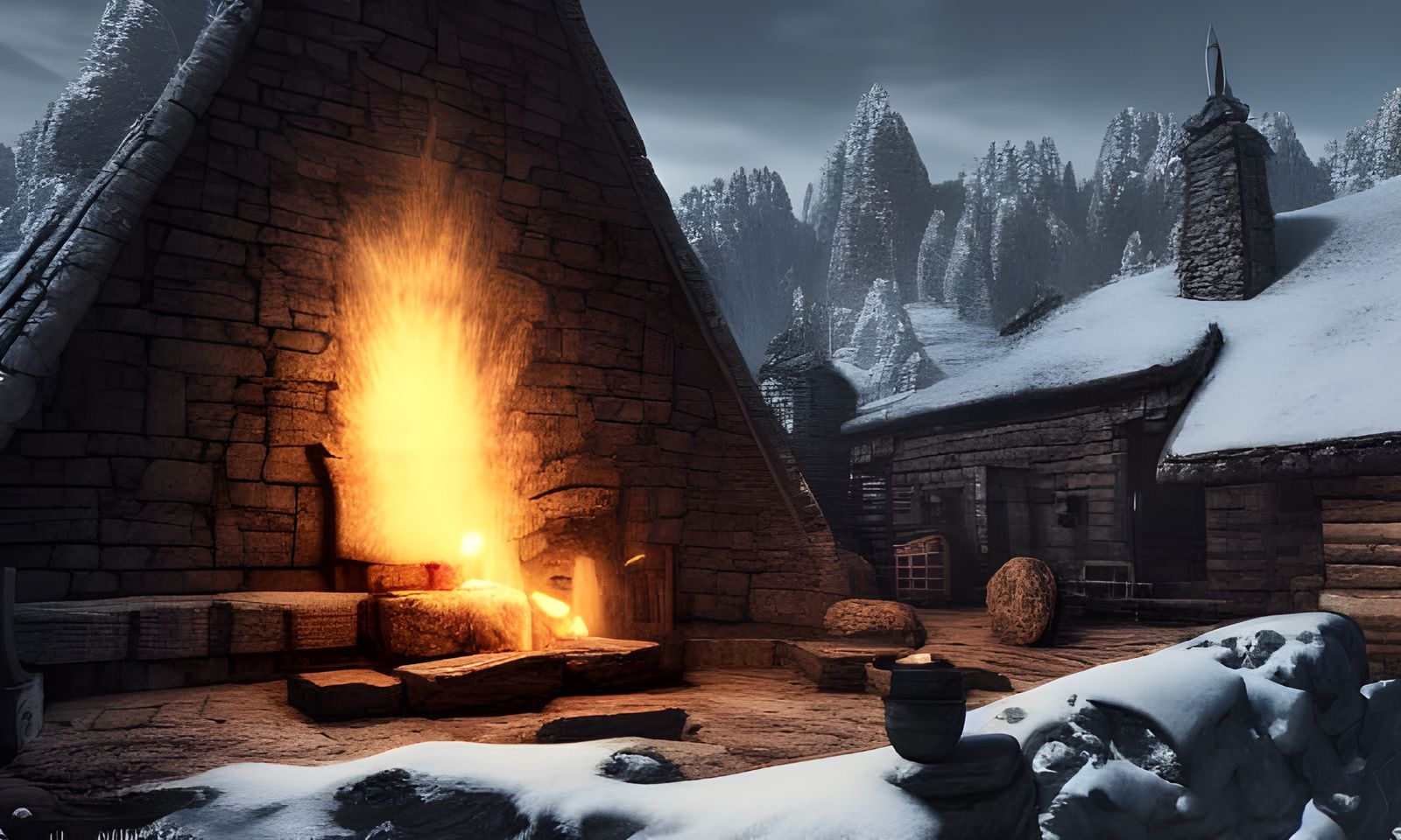Epic Skyrim Blacksmith Forge with Dragon