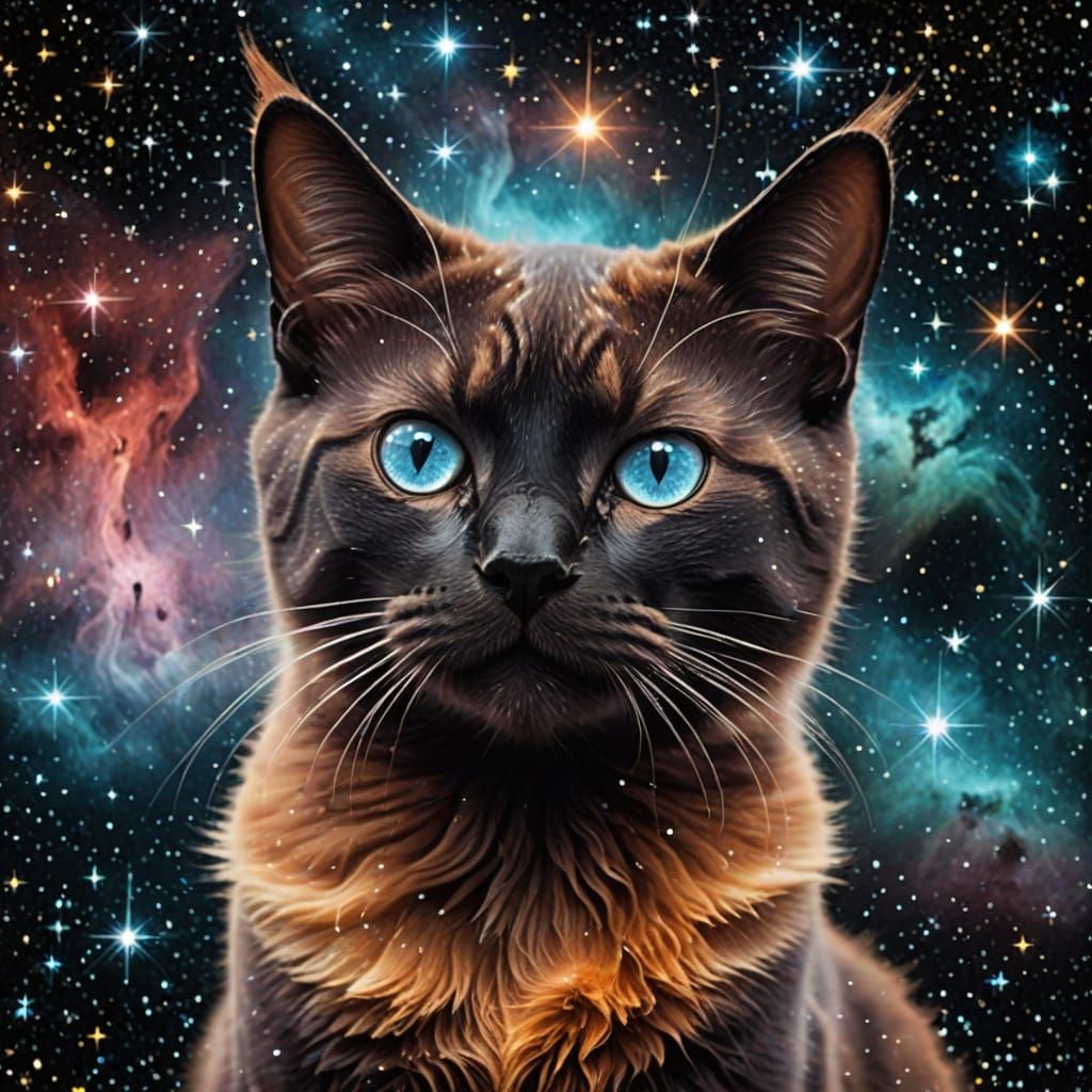 Whimsical Celestial Feline Nebula