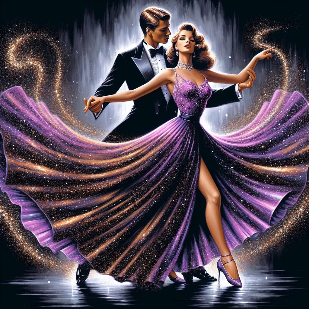 Vivacious Dance in Vintage Airbrush Style