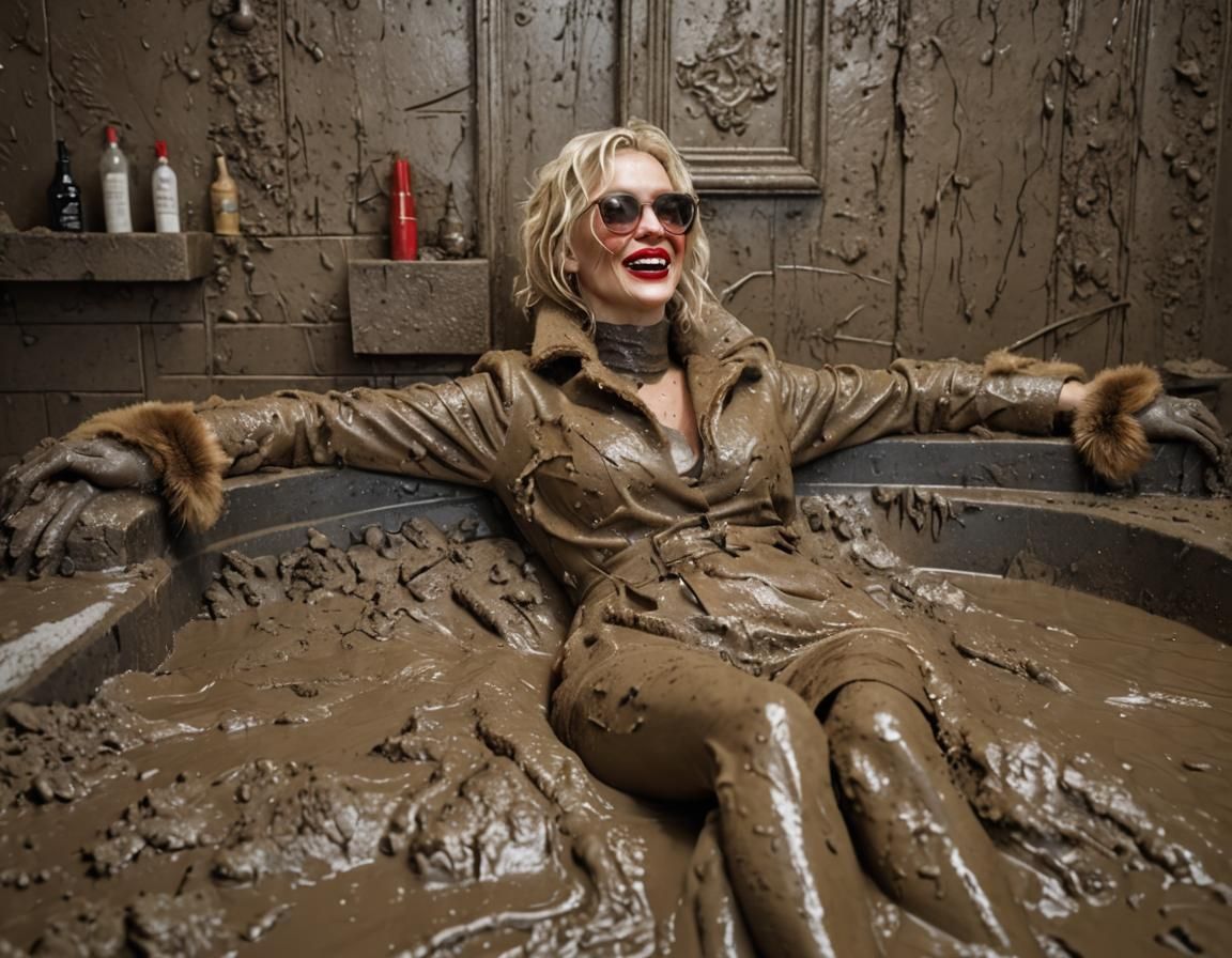 Glamorous Woman in Mud Bath, Matte Painting Style
