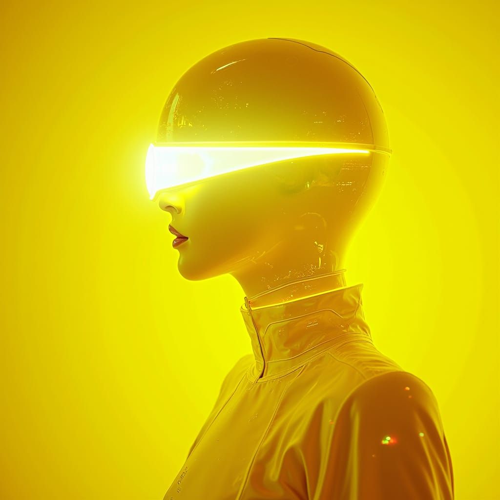 Vibrant Yellow Screen Glow with Neon Accents