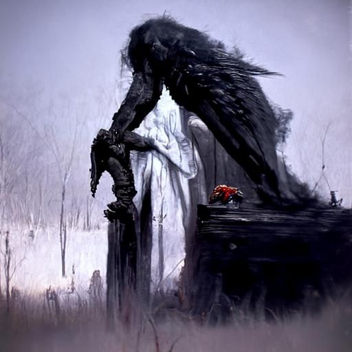 Fallen Angel in Gothic Horror Style