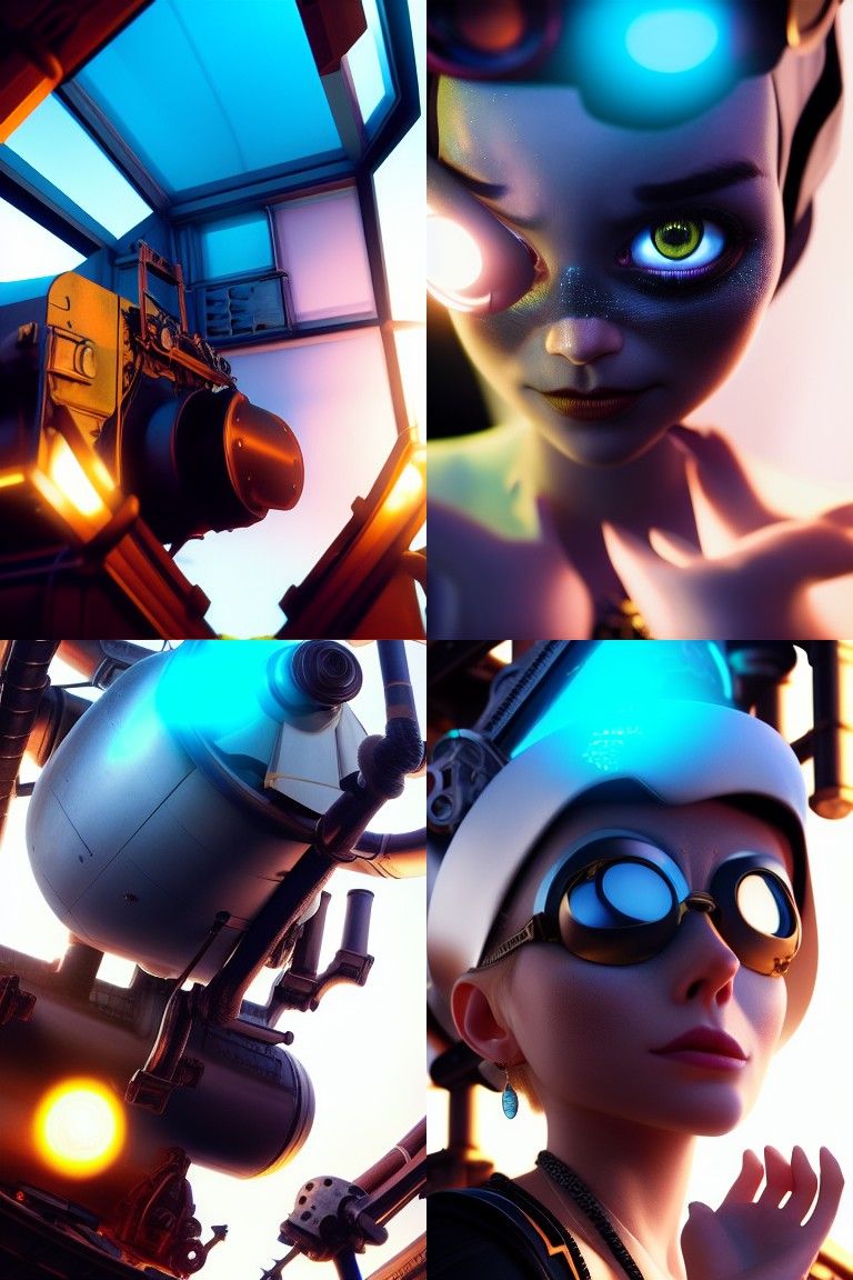 Frozen Flying Castle in Steampunk Style