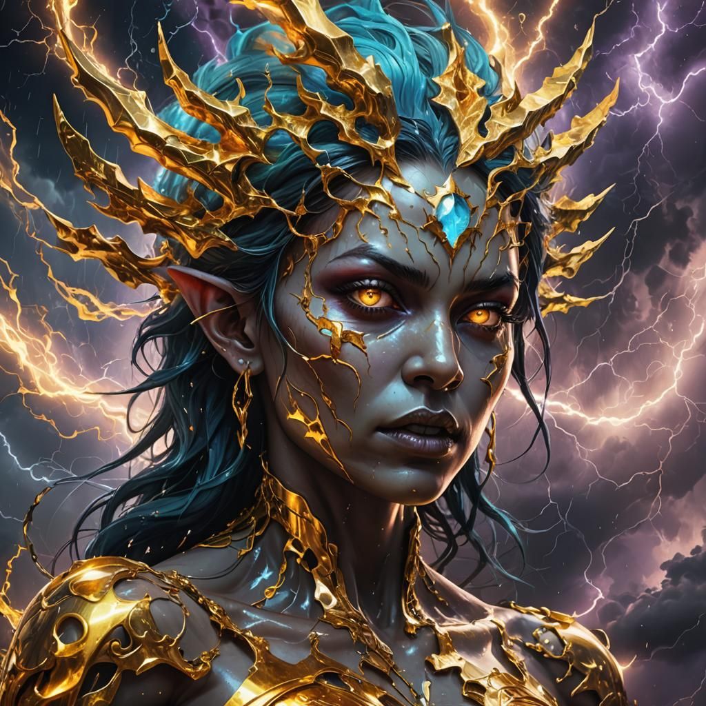 Vibrant Demon Fairy with Chain Lightning