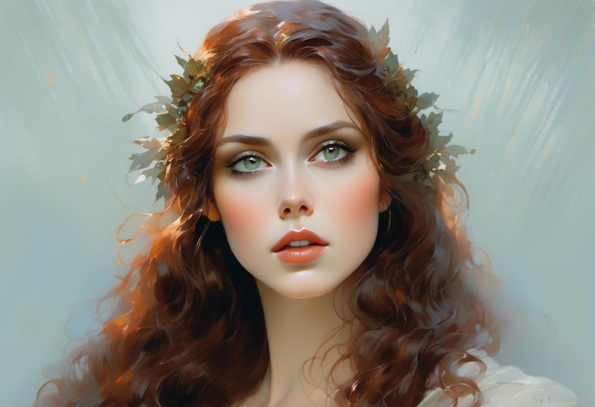 Grey Lady Portrait with Intense Green Eyes