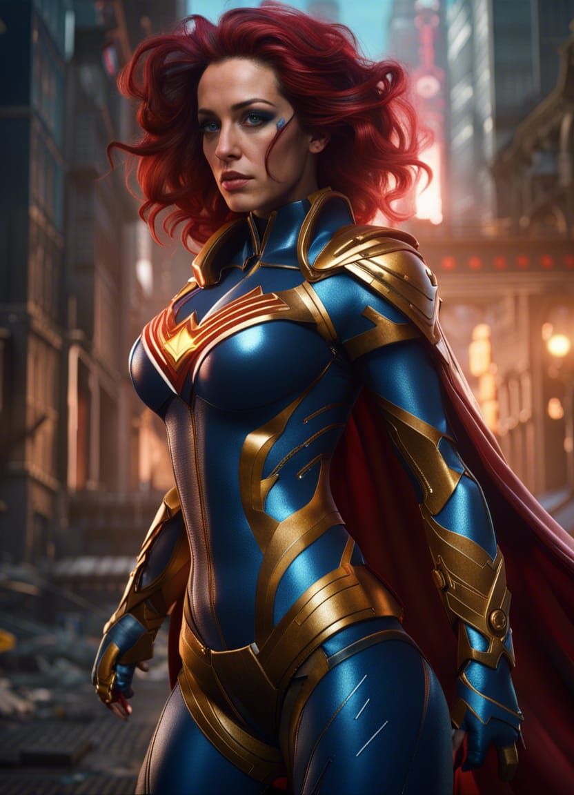 Detailed Super Heroine Matte Painting in 8K