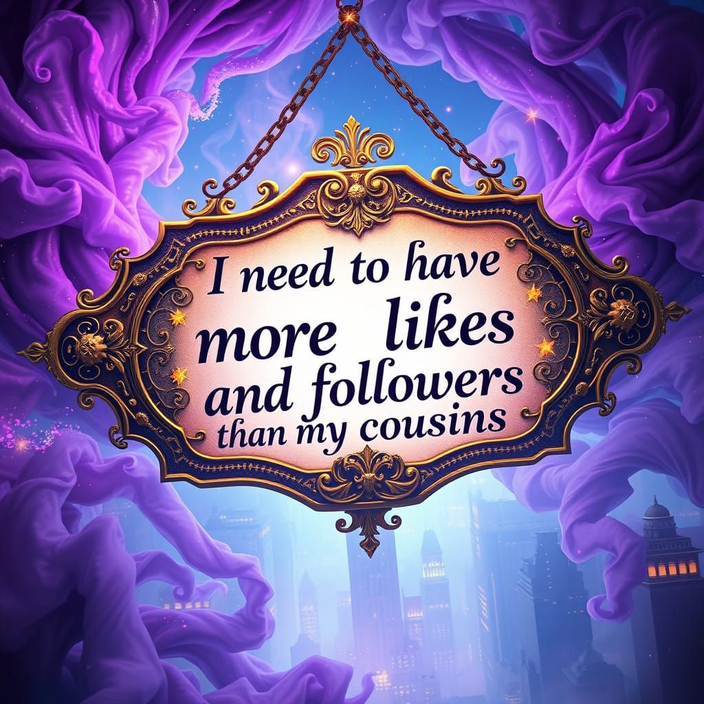 Ethereal Sign with Golden Filigree and Runes Amidst a Whirli...