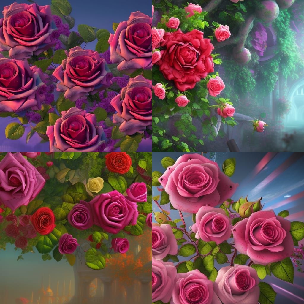 Vibrant Rose Arbor in Detailed Matte Painting