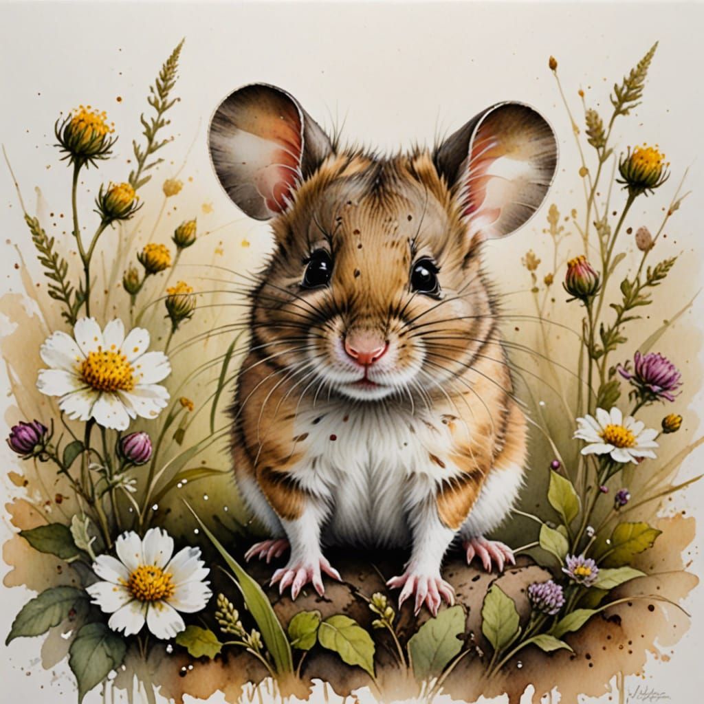 Adorable Pygmy Mouse Portrait in Vibrant Colors