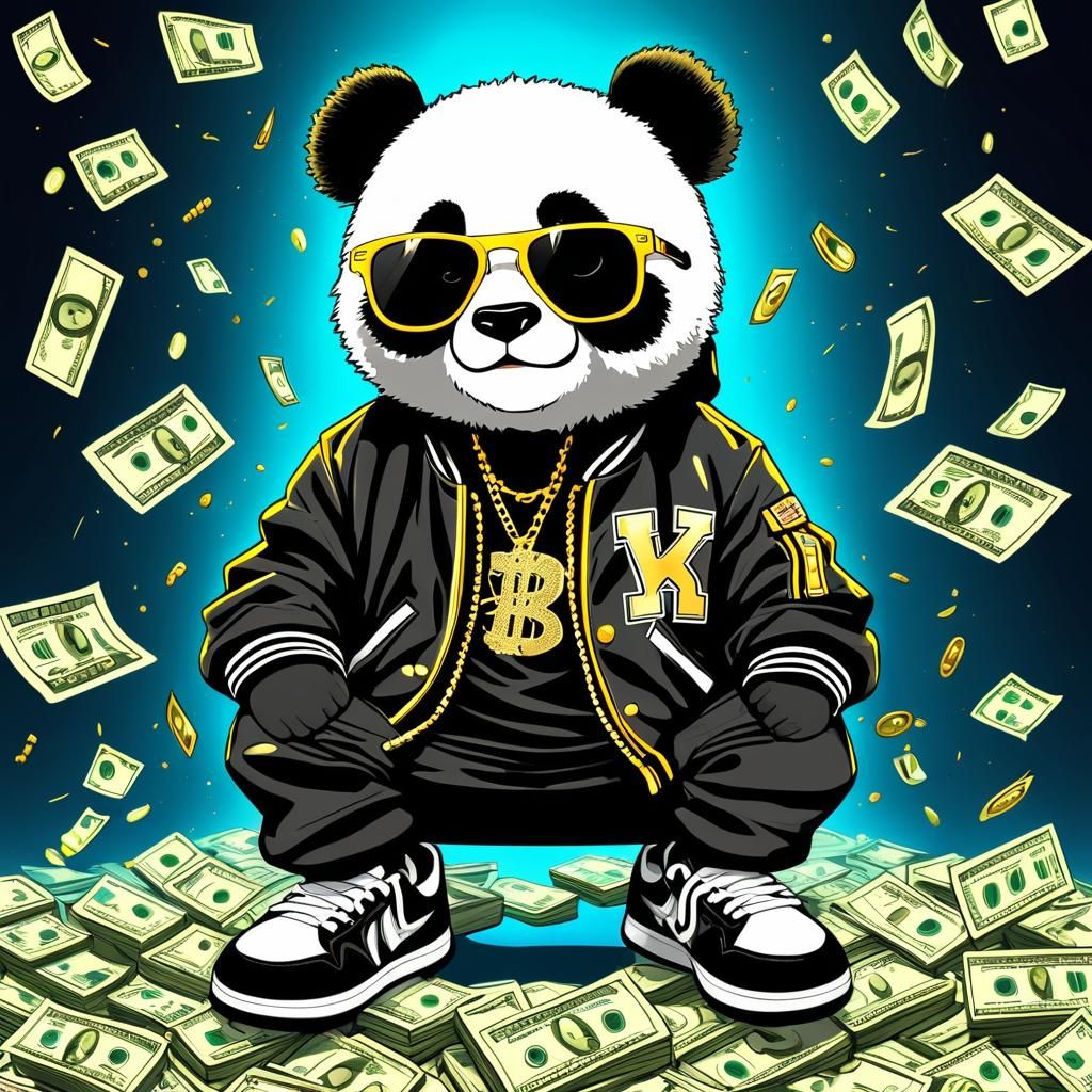 Hip-Hop Panda Mascot in Street Art Style