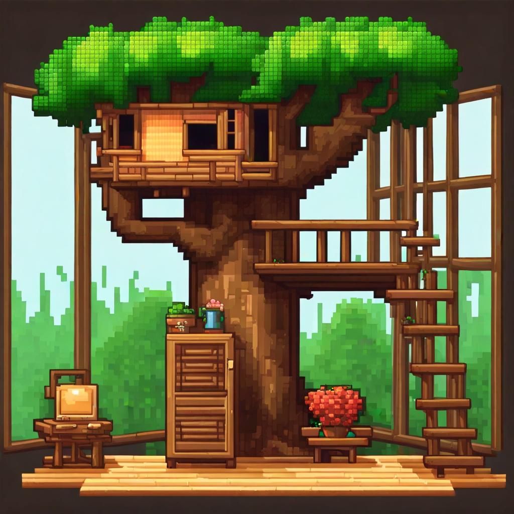 Pixel Art Treehouse in a House