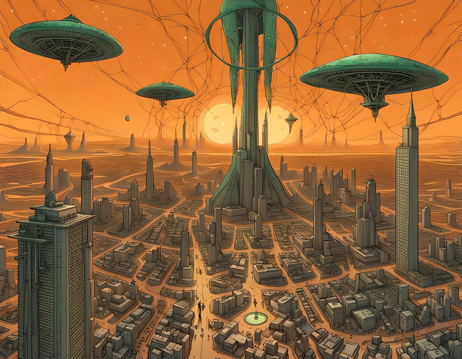 Marsport Outskirts: Tech Meets Ancient Ruins