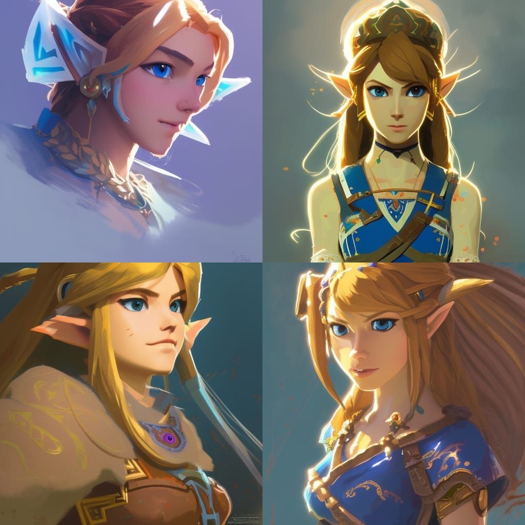 Zelda Portrait from Breath of the Wild in Hyperdetailed Styl...