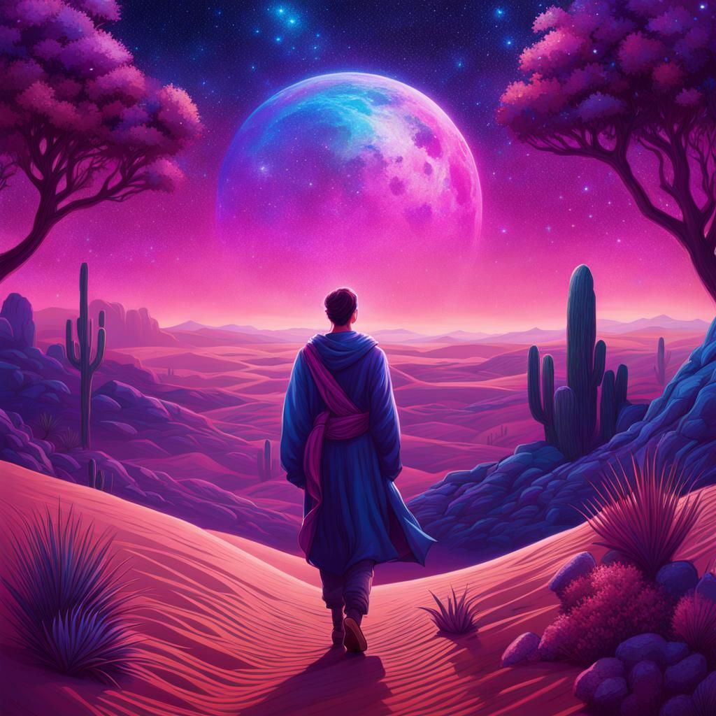 Cosmic Desert Walker in Astral Illustration