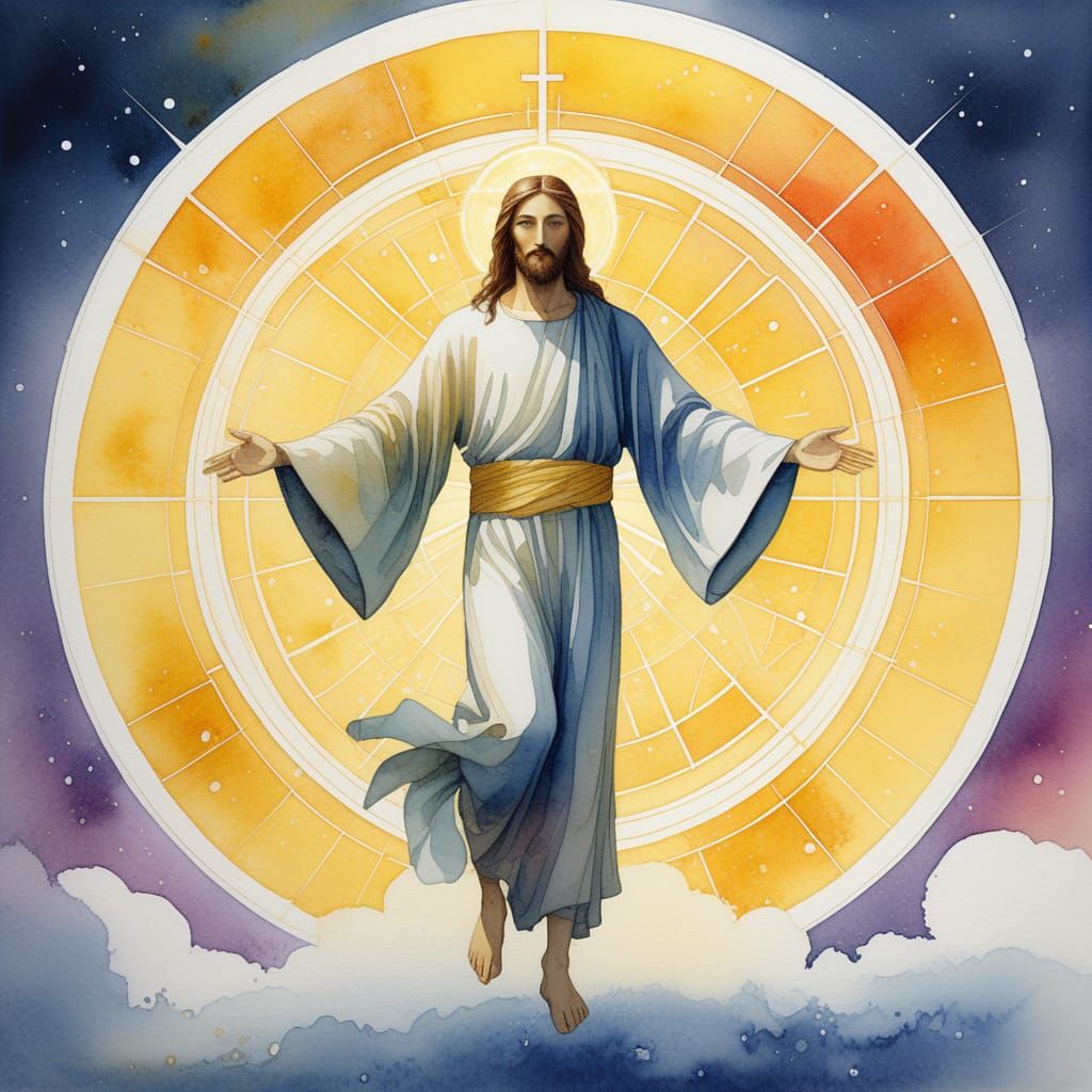 Watercolor Christ Resurrected in Ethereal Glory