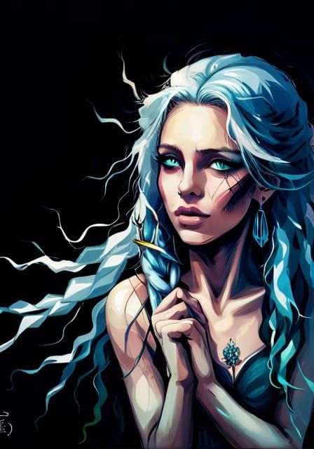 Ethereal Silver-Haired Girl in Anime Style