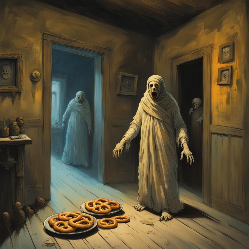 Haunted Pretzel House with Cookie Dough Mummies