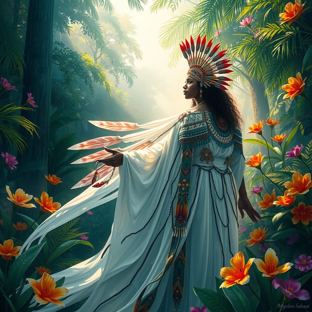 Ethereal Afro-Brazilian Goddess Merges with Lush Rainforest ...