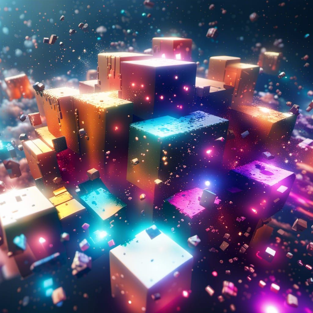 Glitched Universe with Stars and Cubes in 8K