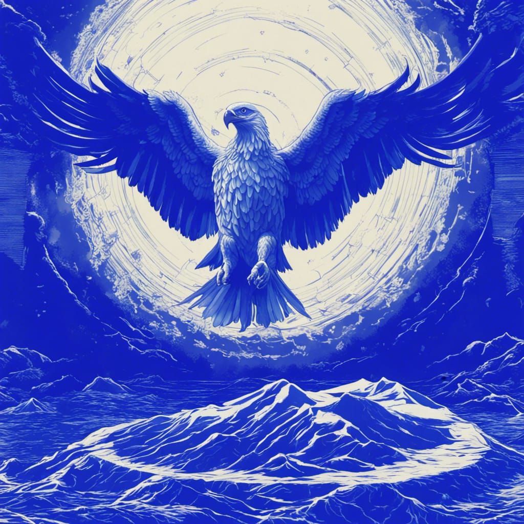 Eagle Soaring Over Snowy Mountains: Digital Art