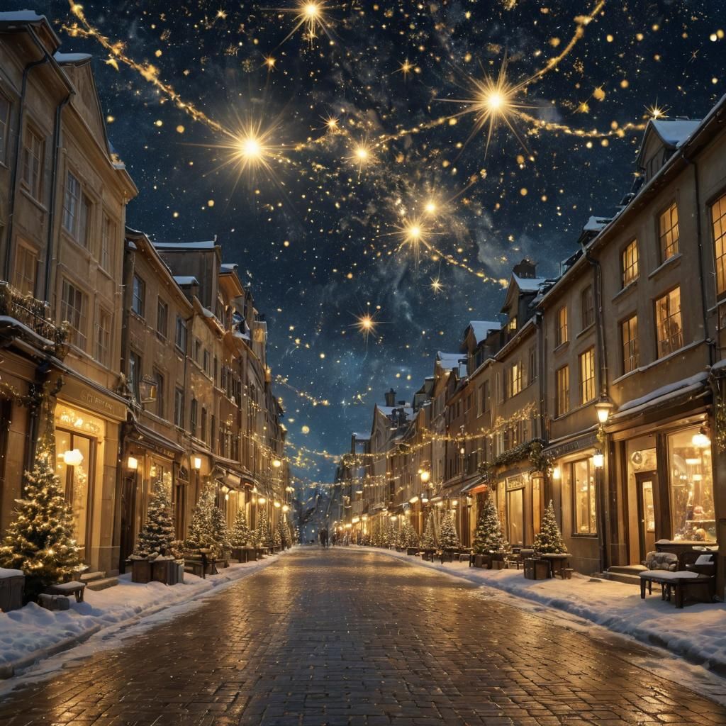 Christmas Street in Dreamlike Anime Style