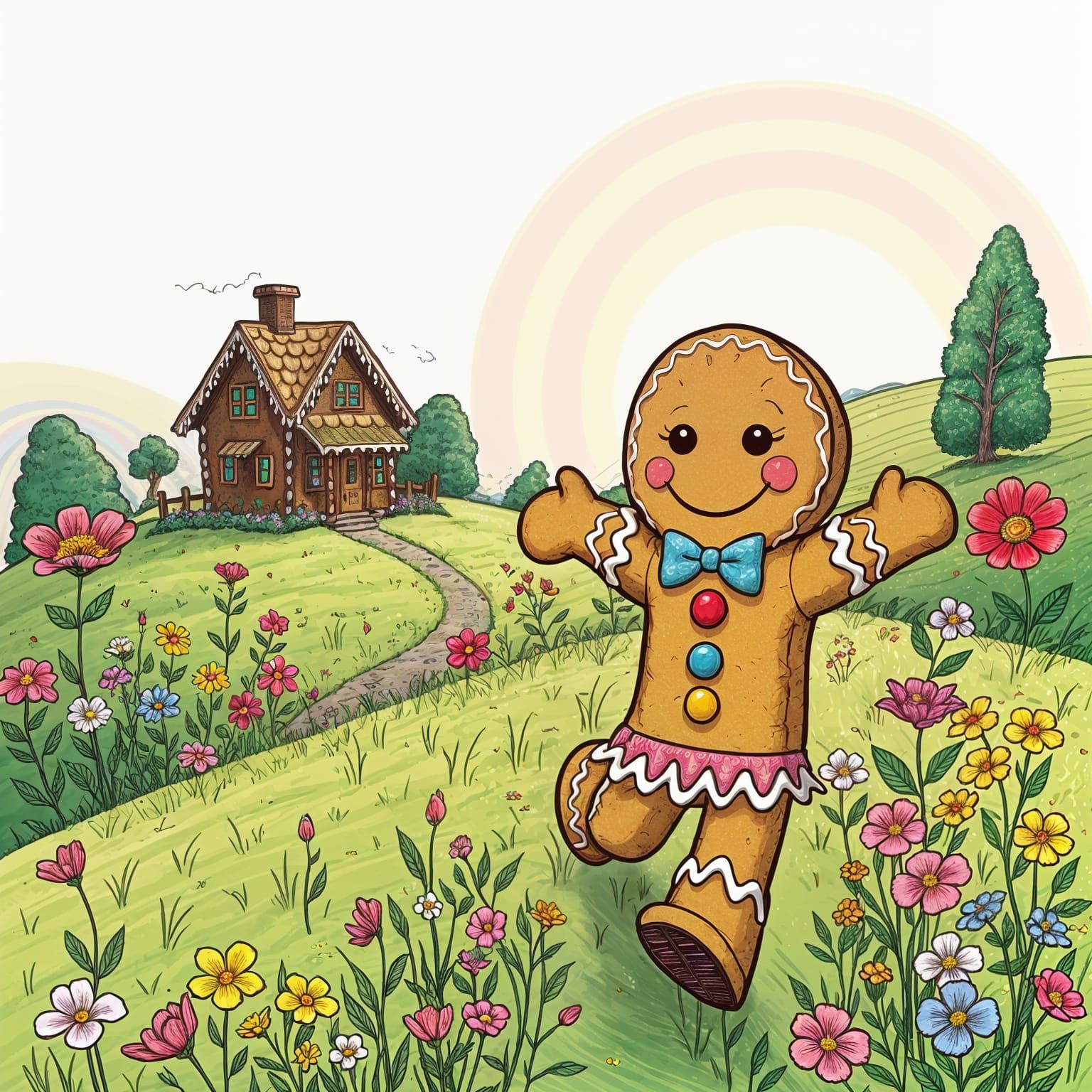 Gingerbread Man's Joyful Run to Gingerbread House