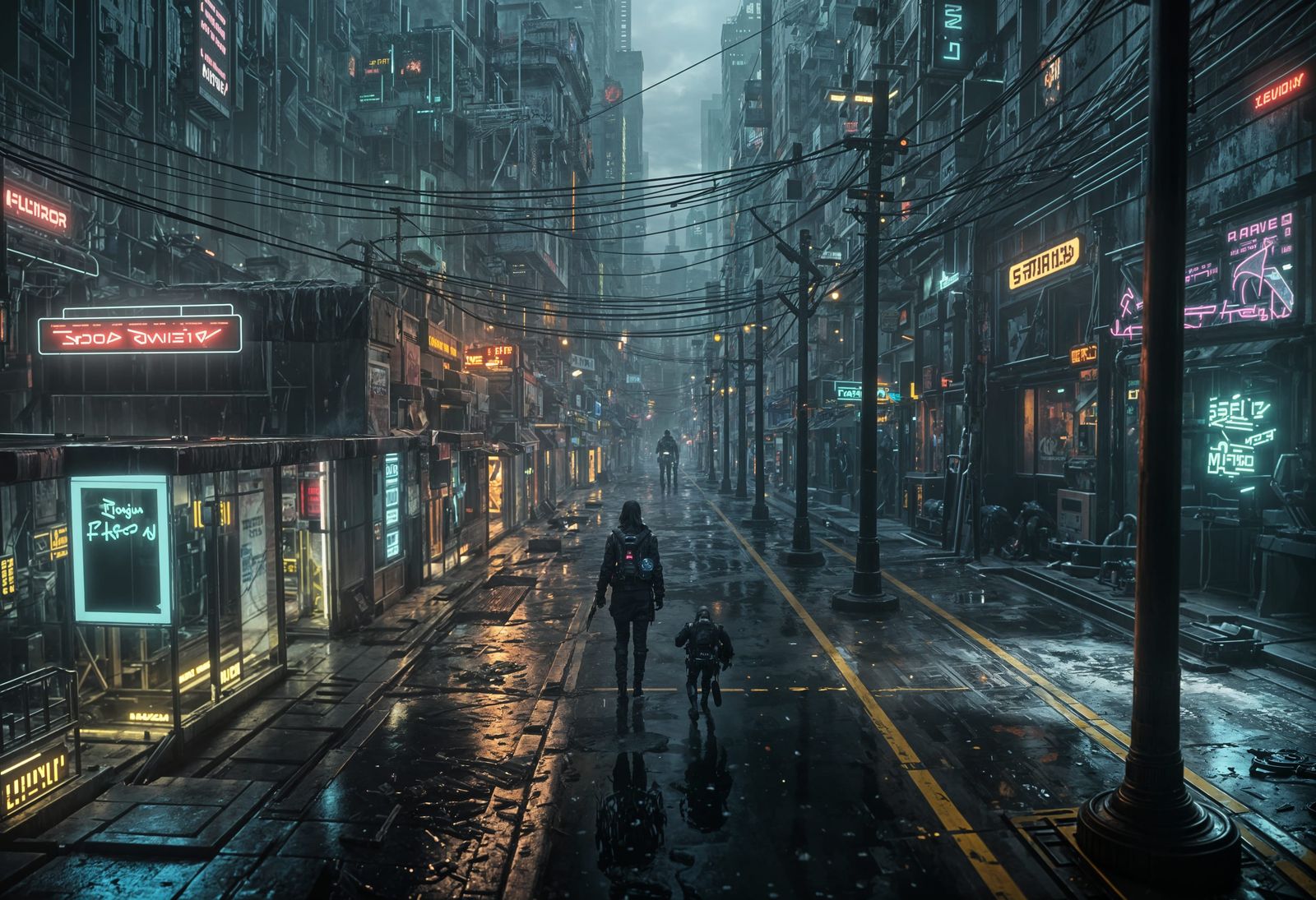 Cyberpunk Woman Illuminated by a Single Neon Lamp