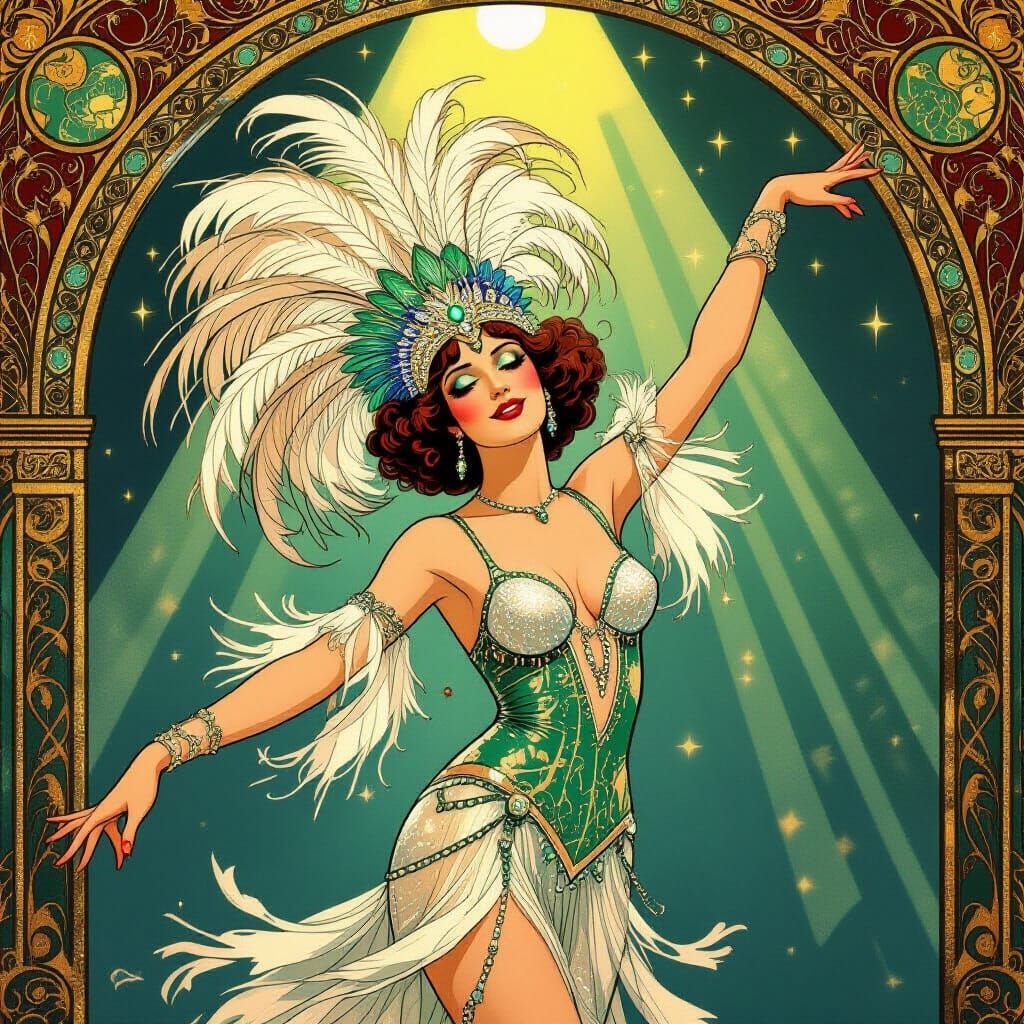 Cabaret Dancer in Art Nouveau Style