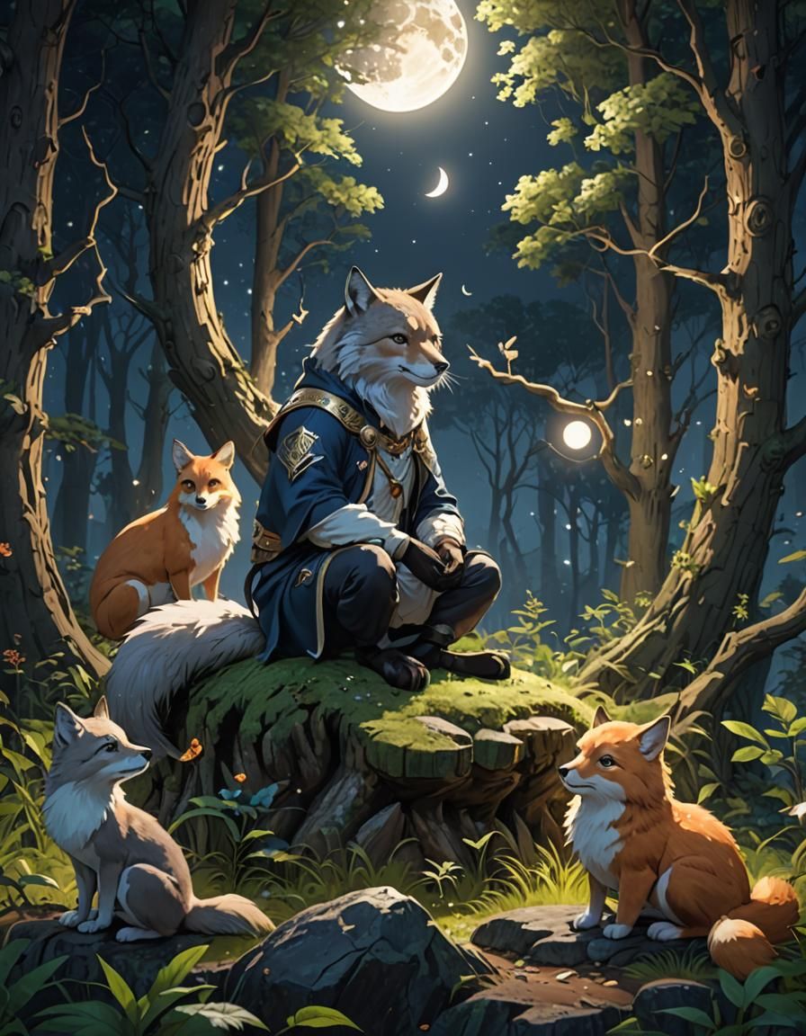 Magical Forest Animals in Detailed Anime Art