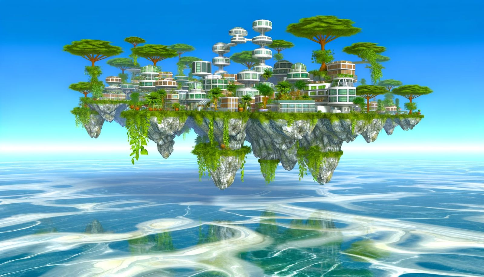 Floating City in 8-bit Pixel Art