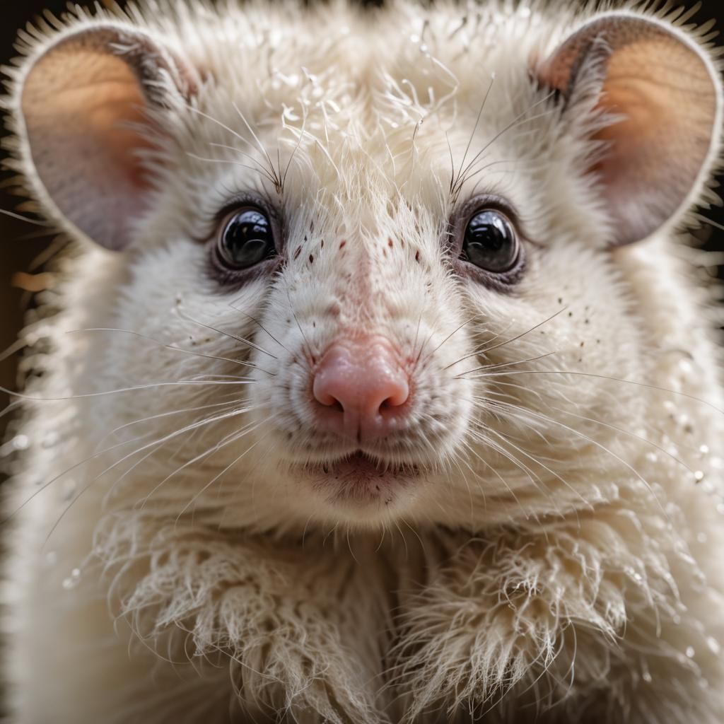 White Possum Portrait in Whimsical Style