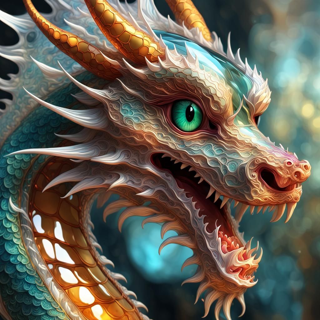 Glass Chinese Dragon Portrait in Anime Style