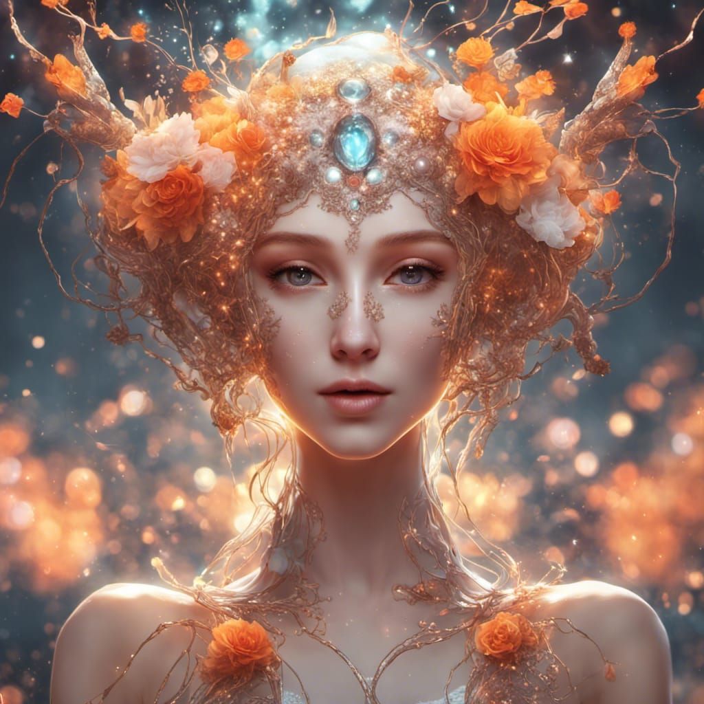 Lava Flower Goddess: Hyperrealistic Portrait