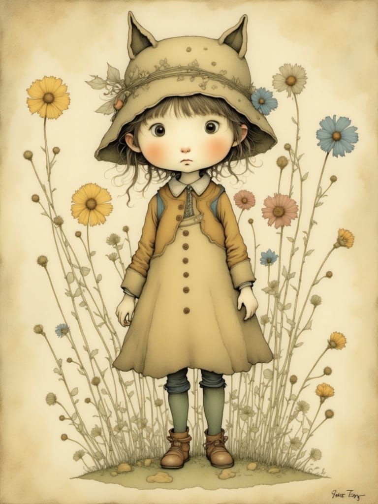 Whimsical Scene in Watercolor Style