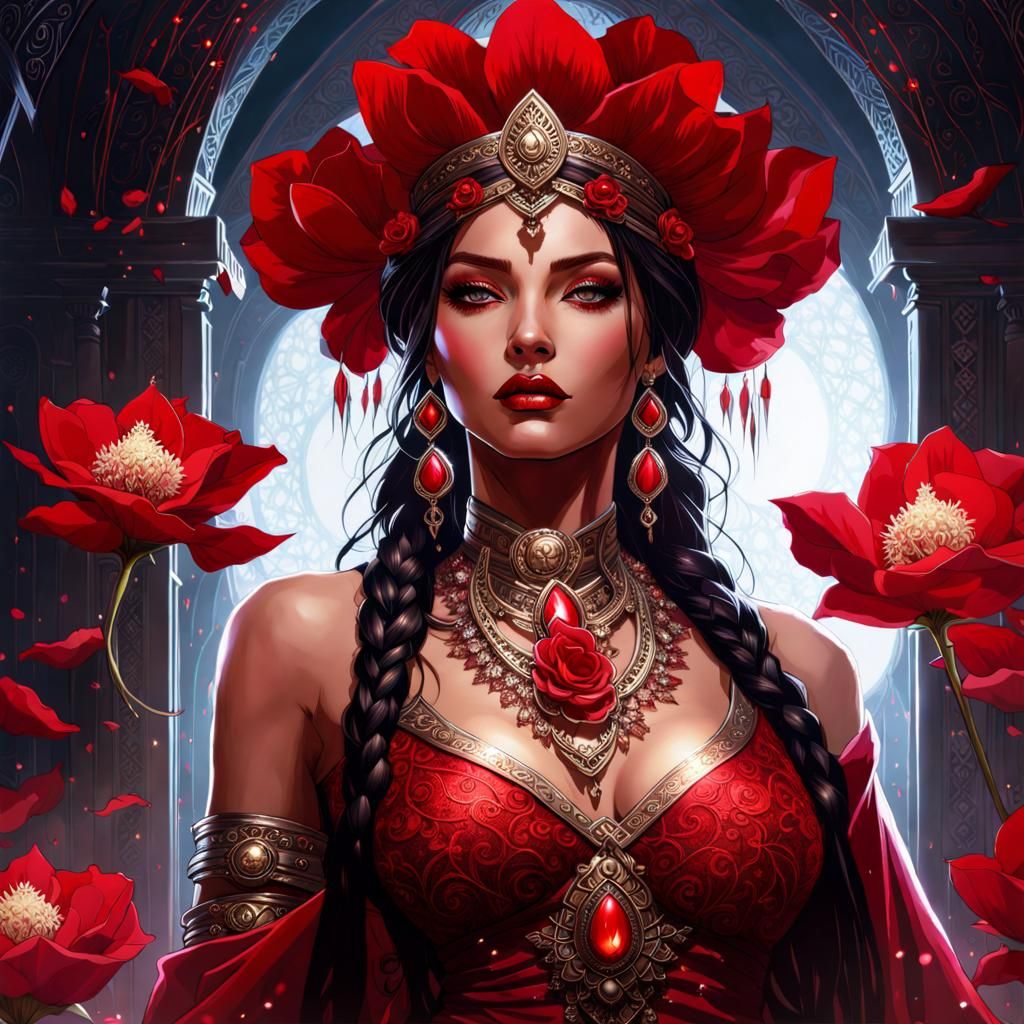 Gothic Indigenous Goddess in Splash Art Style