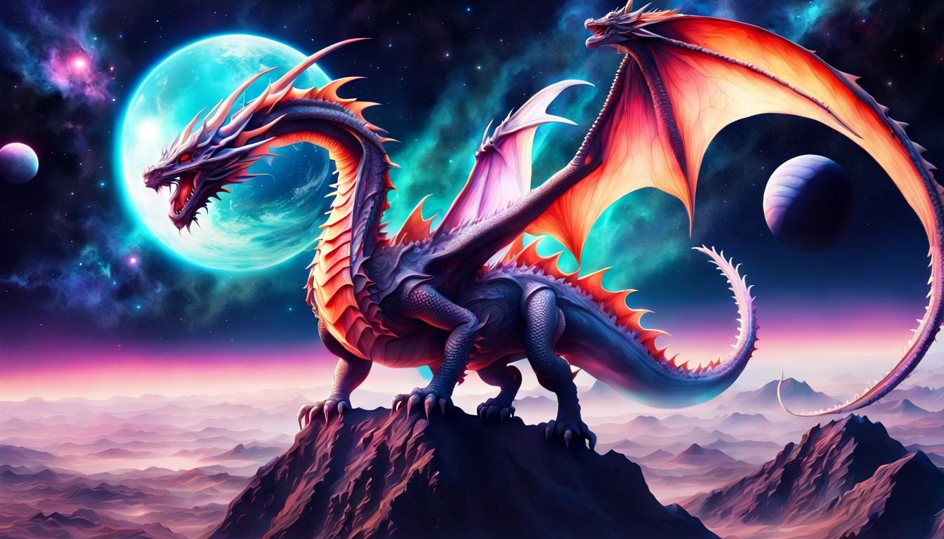 Intergalactic Space Dragons in Anime Style