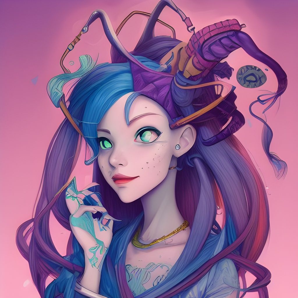 Jinx from Arcane: Detailed Digital Illustration