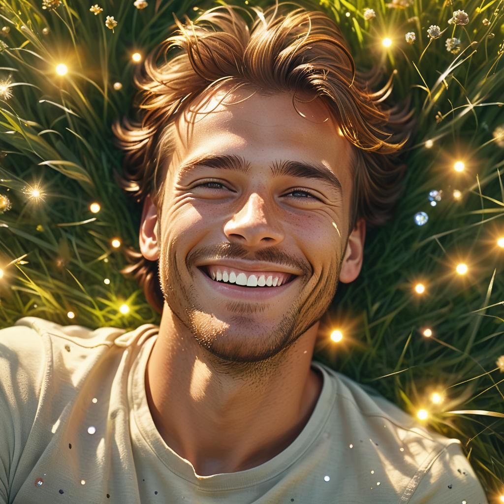 Warm Portrait of a Happy Man in the Golden Hour