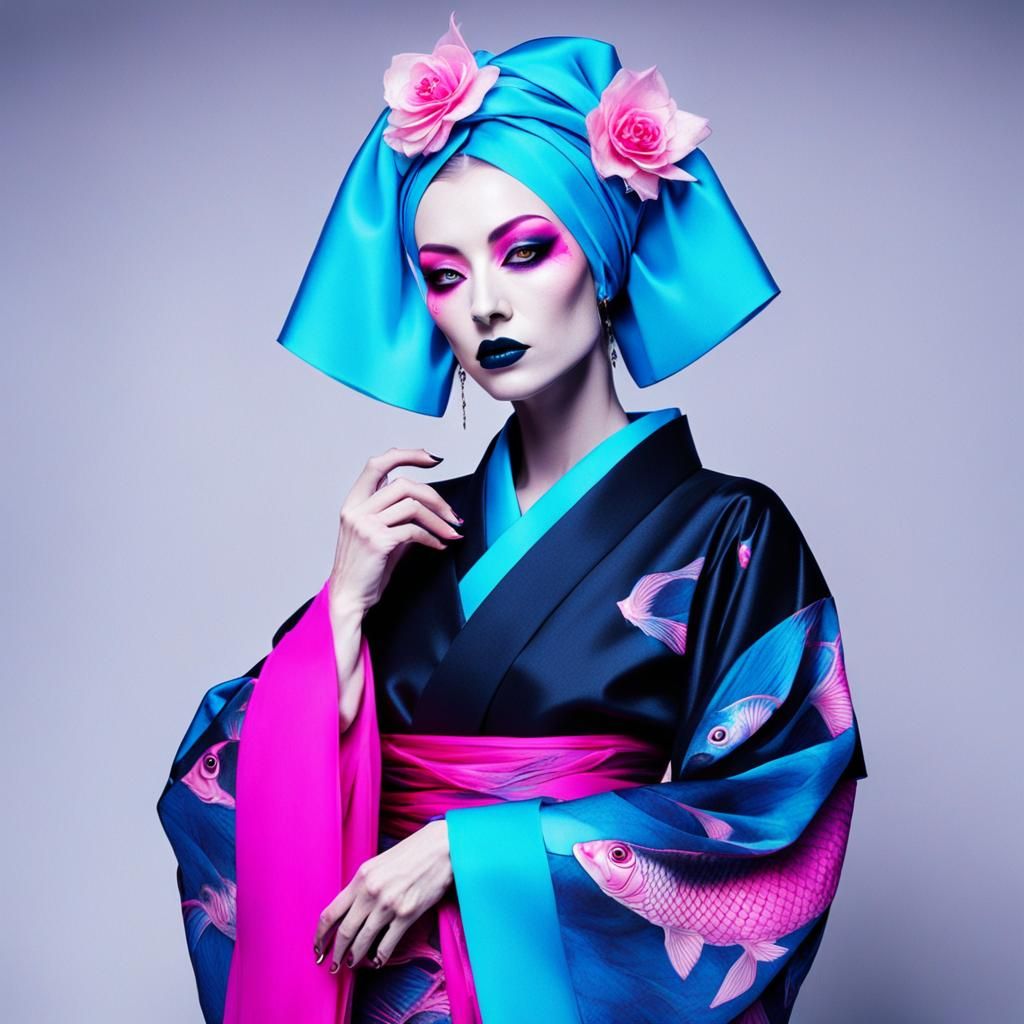 Grimdark Gothic Cadaver Bride in Neon Colors