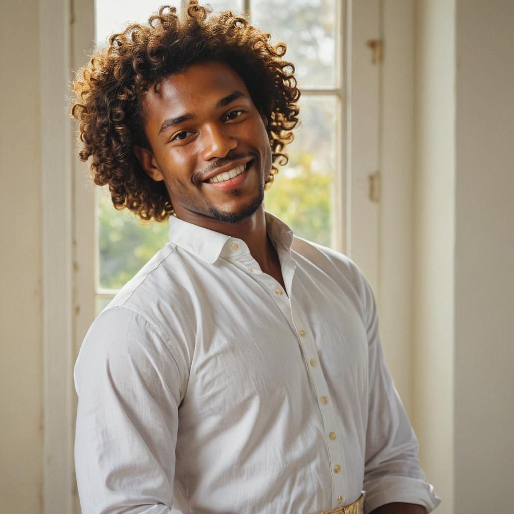 Radiant Portrait of African Man in Oil Painting Style